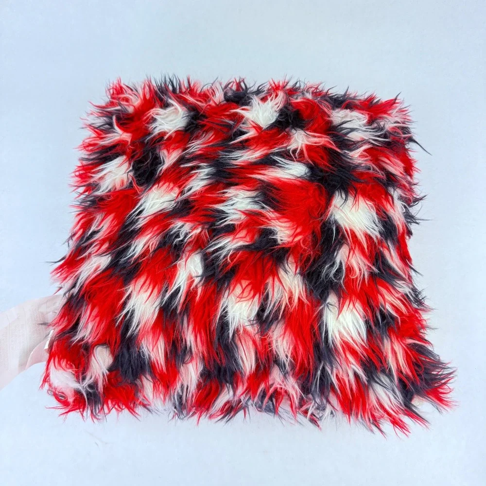 New England Patriots NFL Faux Fur Shaggy Throw‎ Pillow Cover Red White Blue Logo